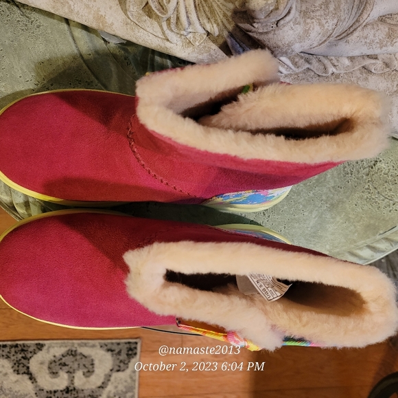 I Heart Ugg Knotty Paint Splatter Ankle Boots Shearling Sherpa Suede Boot #556 - Picture 10 of 14